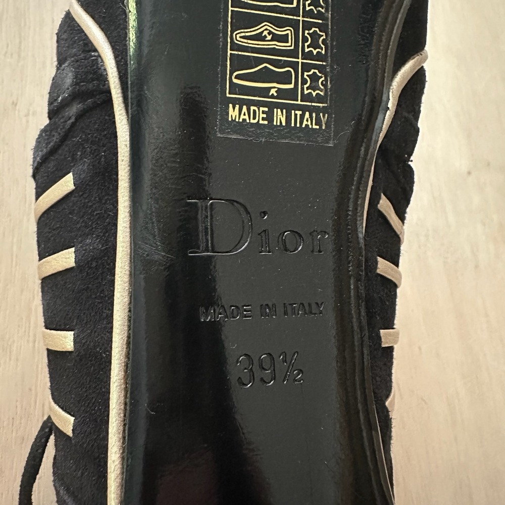 Christian Dior Heels Womens 39.5 Black Suede Lace Up Cage Stiletto Sandals Italy - Picture 4 of 8